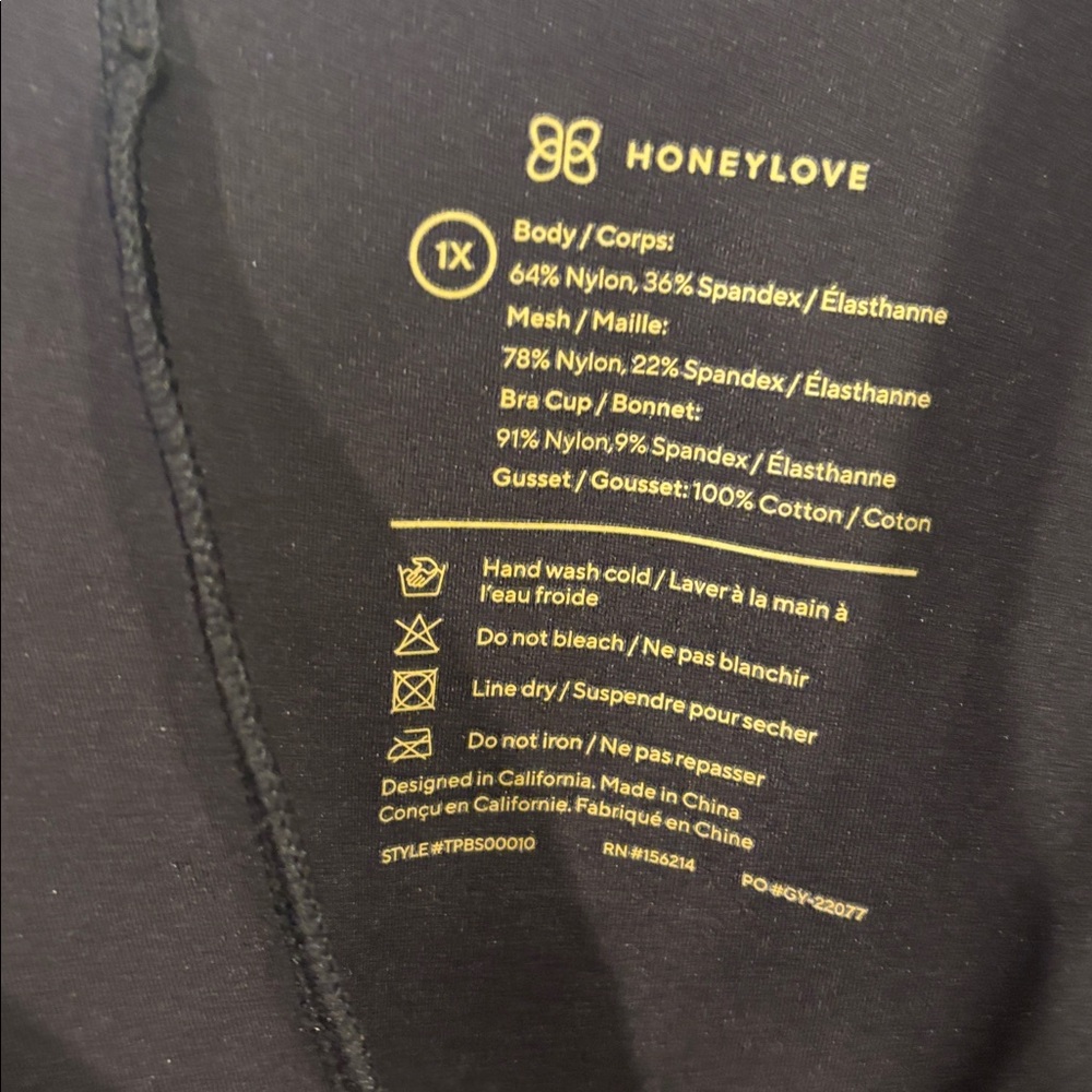 Honeylove Women’s Black Mid Thigh Bodysuit Shapewear 1X - Picture 2 of 7
